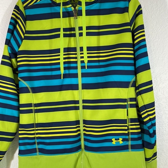 UNDER ARMOUR UA Storm Full Zip Stripe Hooded Jacket with Pockets Size Medium - Picture 2 of 8